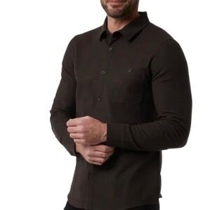 32 Degrees Men's Long Sleeve Button-Up Shirt, Brown, Large NWT